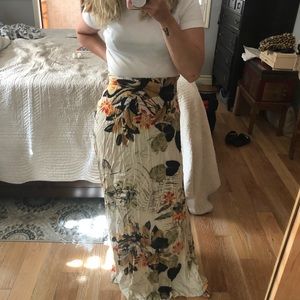White floral maxi skirt